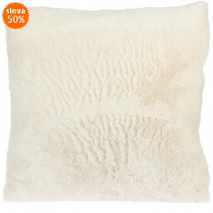 Chlupatý dekorační polštář, krémový, 45x45 cm