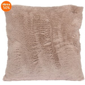 Chlupatý dekorační polštář, starorůžový, 45x45 cm