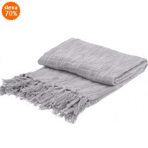 Přehoz světle šedý s třásněmi 130x170 cm