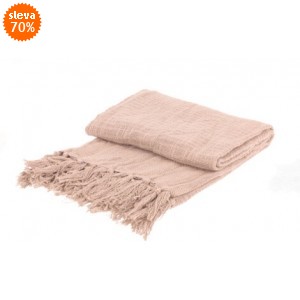 Přehoz růžový s třásněmi 130x170 cm