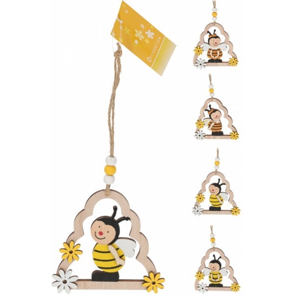 Závěsná dekorace Včelka v úlu balení 4 ks, mix druhů 22,5x10x0,5 cm