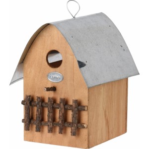 Dřevěná ptačí budka s kovovou střechou 20x15,5x18 cm