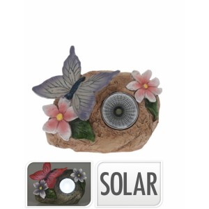 Solární kámen s fialovým motýlkem 10x11,5x5,5 cm