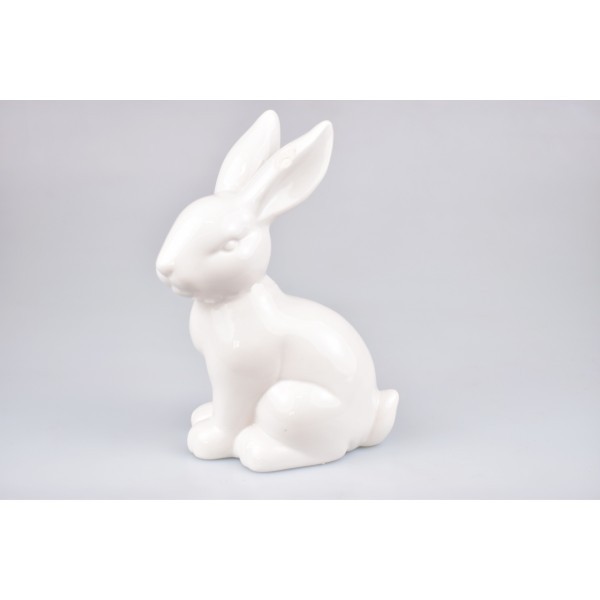 Porcelánový zajíc bílý 14 cm