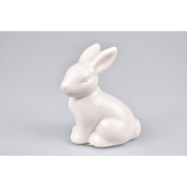 Porcelánový zajíc bílý 6,5 cm, sada 2ks