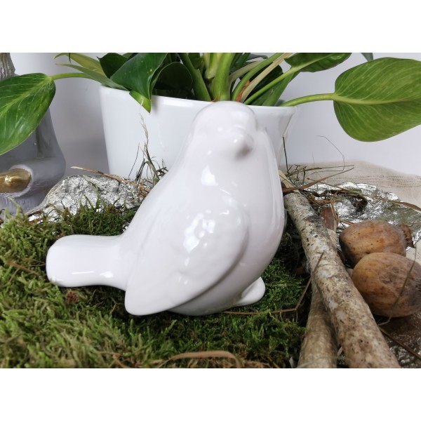Porcelánový ptáček bílý 8,2 cm