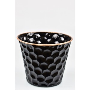 Plechový květináč Honeycomb černý 11,5x13,5x9,3 cm