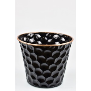 Plechový květináč Honeycomb černý 11,5x13,5x9,3 cm