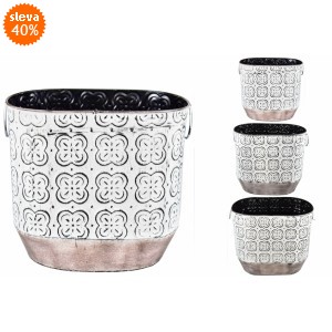 Oválný plechový květináč Ornament sada 3 ks