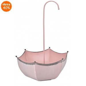Plechový květináč deštník růžový 54,5x36,5x18 cm