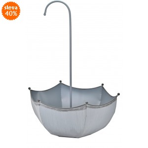 Plechový květináč deštník šedý 54,5x36,5x18 cm