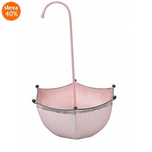 Plechový květináč deštník růžový 38x24x12 cm
