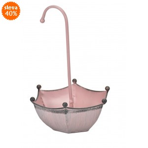 Plechový květináč deštník růžový 25x16x7 cm