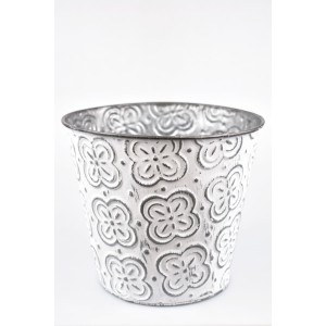 Plechový květináč Ornament 16x19x13,5 šedý