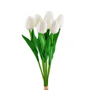 Kytice 7 tulipánů 34,5 cm, bílá