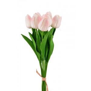 Kytice 7 tulipánů 34,5 cm, lososová