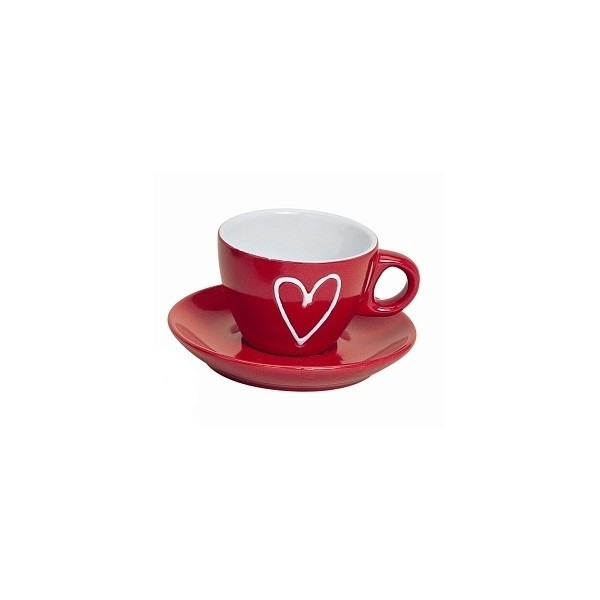 Hrnek espresso s podtalířkem, červený II. jakost