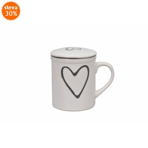 Hrnek se sítkem srdce bílý II. jakost