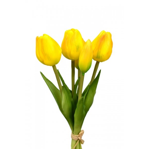 Kytice 5 tulipánů žlutá 21,5 cm