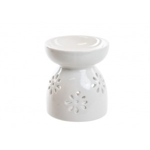 Aromalampa bílá s květinkami 10x9 cm