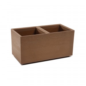 Plastový květináč Karo eco wood deska 800x400x400 mm, natur, sada 2ks