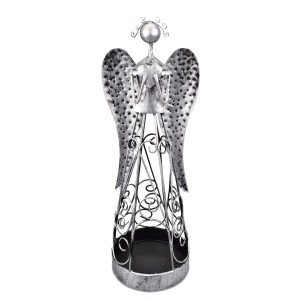 Plechový anděl Rachel stříbrný 35,5cm II.jakost