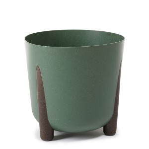 Plastový květináč Frida eco wood 300 mm, zelený lesní, sada 6ks