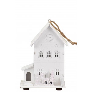 Dřevěný domek s LED osvětlením 12x8,5x7,5 cm