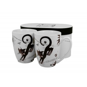 Porcelánový hrnek Charming cats 380 ml, sada 2 ks v dárkovém boxu