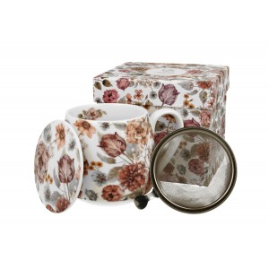 Porcelánový hrnek byliňák Pastel flowers 430 ml v dárkovém boxu