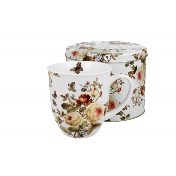 Porcelánový hrnek Zahra 400 ml v plechové dóze