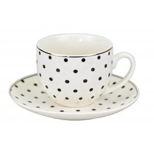 Porcelánový hrnek s podtalířkem Dots 200 ml
