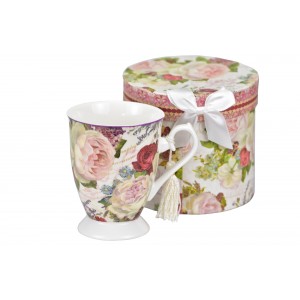 Porcelánový hrnek na stopce Paeonia 300 ml v dárkové krabičce