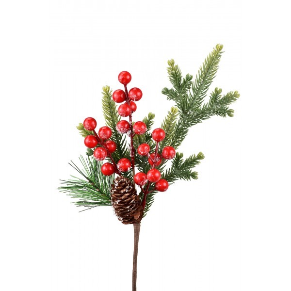 Vánoční větvička s šiškou 35 cm