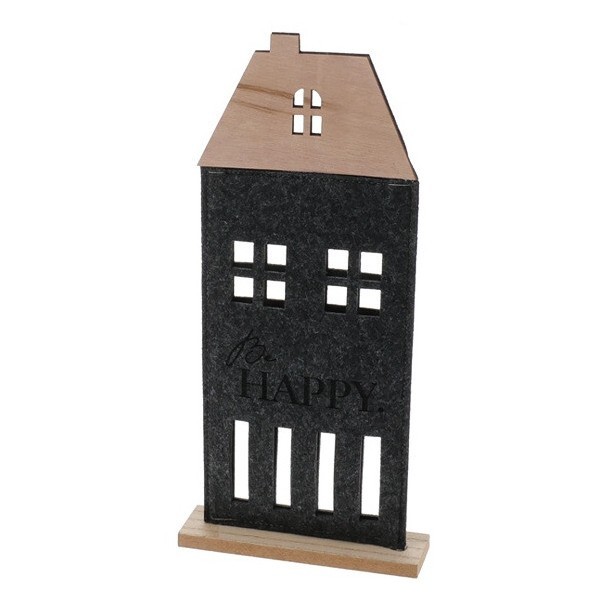 Plstěný domek na dřevěné podložce 28x15x4 cm tmavě šedý