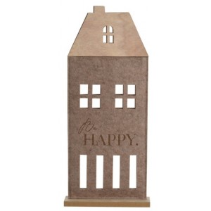 Plstěný domek na dřevěné podložce 38x22x5 cm tmavě hnědý