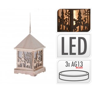 Dřevěná LED lucerna sob 16,5x9,5x9,5 cm