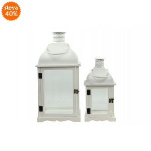 Dřevěná lucerna Caroline s/2 bílá