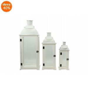 Dřevěná lucerna Caroline bílá sada 3 ks