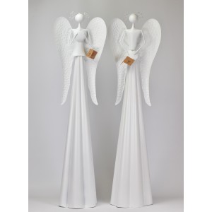 Plechový bílý anděl se srdíčkem 115 cm, balení 2 ks mix druhů