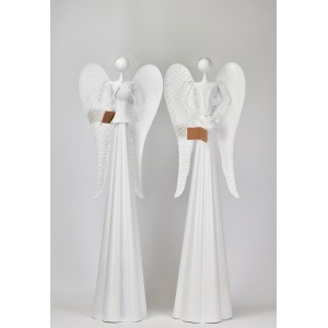 Plechový bílý anděl se srdíčkem 100 cm, balení 2 ks mix druhů