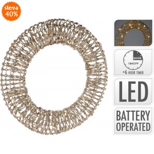 LED věnec zlatý 40 cm