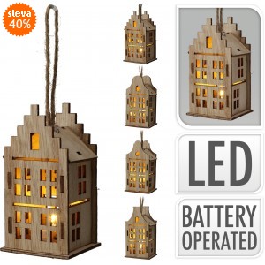 LED domeček přírodní balení 4 ks, 9,5x4x5 cm, mix druhů