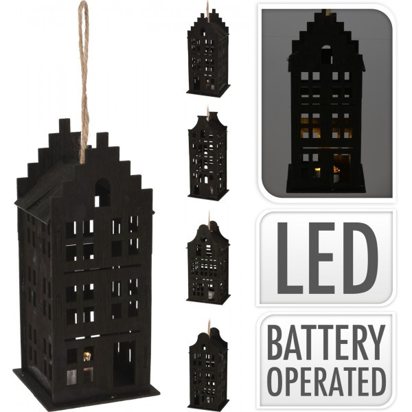 LED domeček černý, 19x9x7 cm