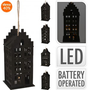 LED domeček černý, 19x9x7 cm