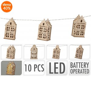 LED girlanda 10x domeček, délka 150 cm