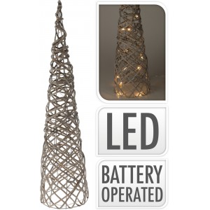 LED jehlan z umělého ratanu 80 cm, šedý