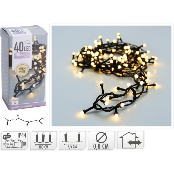 Světelný řetěz 40 LED barva teplá bílá