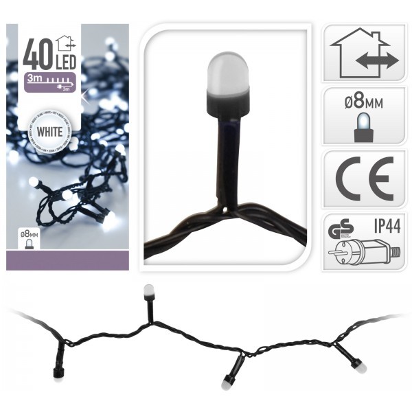 Světelný řetěz 40 LED barva studená bílá