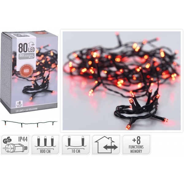 Světelný řetěz 80 LED barva červená